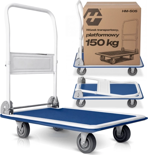 Carro plataforma de transporte Humberg blanco y azul