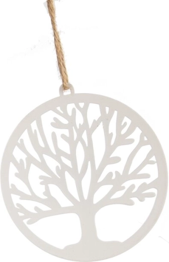 Decoración colgante Árbol de la vida blanca 10 × 10 cm