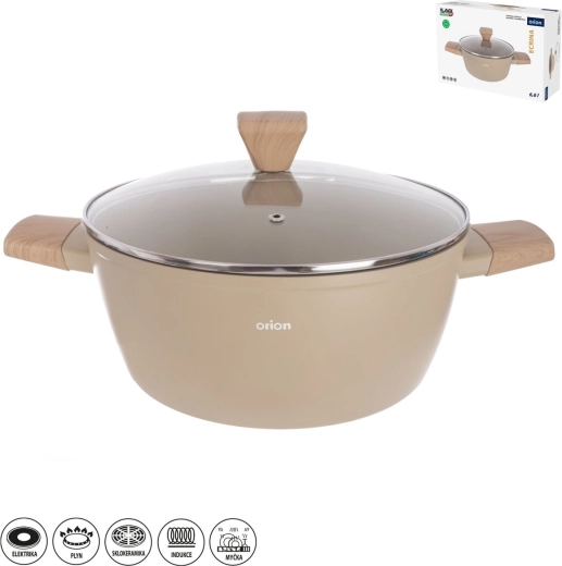 Cacerola Orion Ecrina 6,6 l con tapa de cristal