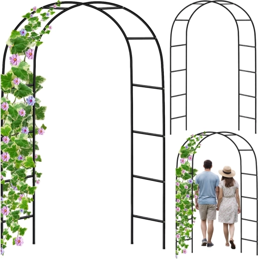 Pérgola metálica de jardín en arco para plantas trepadoras 240 × 140 cm