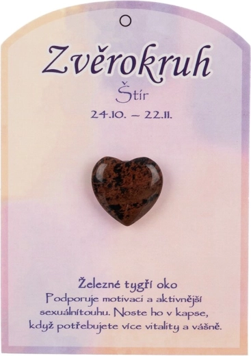 Piedra de ojo de tigre de hierro natural en forma de corazón – Escorpio
