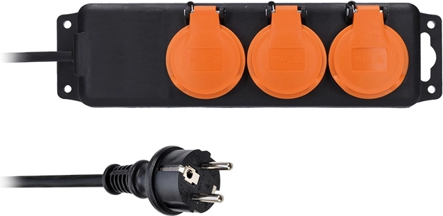 Solight alargador de exterior IP44 con 3 enchufes y cable de goma de 10 m