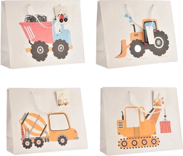 Bolsa de regalo maquinaria 26 × 10 × 32 cm (mix de 4 diseños)
