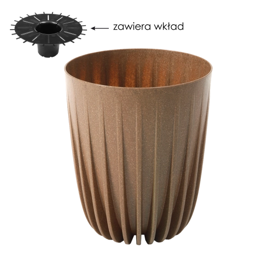 Maceta Mira Eco Wood 25 cm madera natural con inserto de drenaje