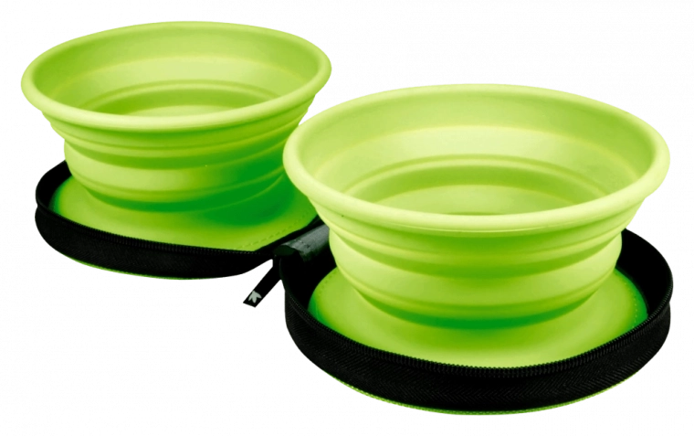Cuenco doble de viaje KIWI WALKER – verde, 2 uds