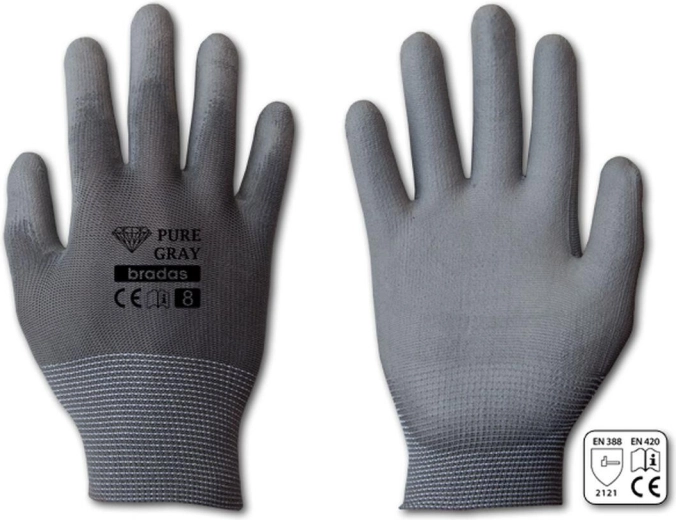 Guantes protectores Pure Gray PU, talla 8