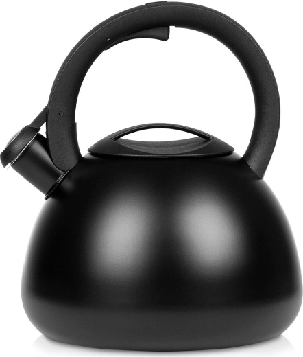 Hervidor de acero inoxidable Vilde con silbato, negro mate, 2,7 l