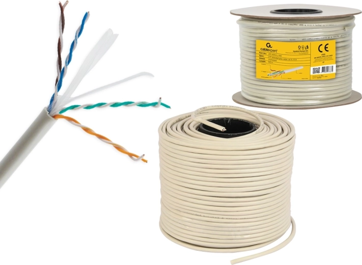 Cable de red UTP Cat 6 AWG24 de 100 m, gris