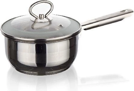 Cazo de acero inoxidable de 14 cm con tapa de vidrio MATTE New Line, 0,9 l, para inducción