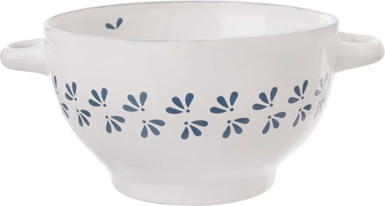 Cuenco de sopa de cerámica azul y blanco 14 cm