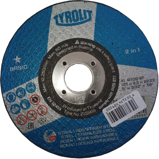 Disco de corte para acero 125 × 2,5 × 22,2 mm