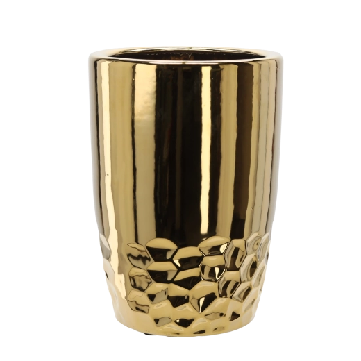 Macetero decorativo de cerámica 30,5 × 30,5 × 42,5 cm dorado