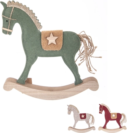 Decoración navideña caballo de madera y fieltro 28 × 3 × 30 cm (3 variantes)