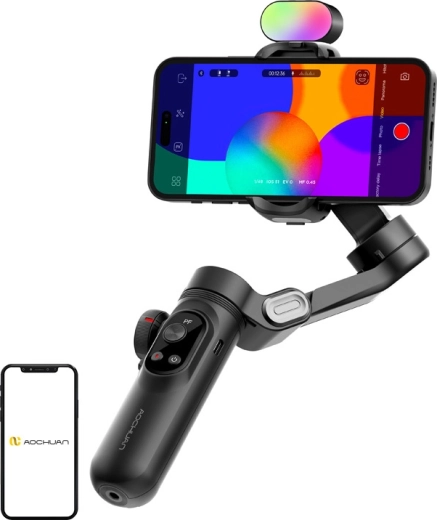 Aochuan Smart X Pro estabilizador de 3 ejes para móvil con luz RGB, negro