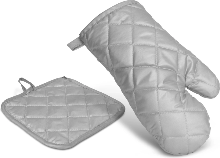 Set de manopla de cocina y salvamanteles, gris