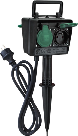 Solight poste de jardín con 4 tomas IP44 y cable de goma de 1,5 m