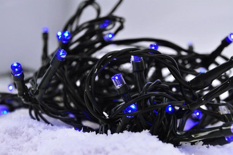 Solight cadena de luces navideñas LED 3 m, 20 LED, luz azul, cable verde