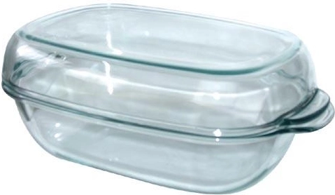 Fuente de horno ovalada de vidrio con tapa 8 l, 40 × 12 cm
