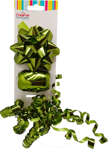 Set de regalo verde metálico 3 uds (lazo, cinta, lacito)
