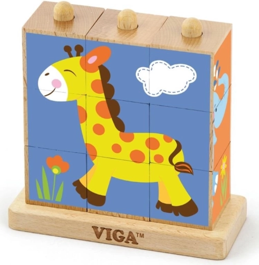Bloques apilables deslizantes Viga Safari – cubos de madera para niños, 9 bloques