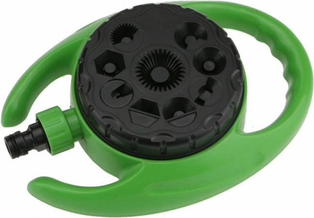 Aspersor de jardín verde con 9 funciones y ducha de lluvia