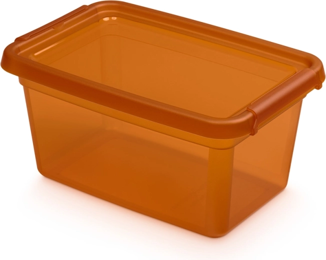 Basestore caja de almacenaje con tapa y clips 4,5 l ámbar