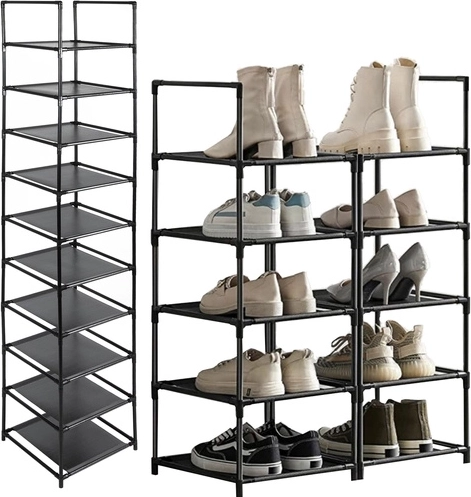 Ruhhy estante modular para zapatos con 10 estantes (6 niveles), negro