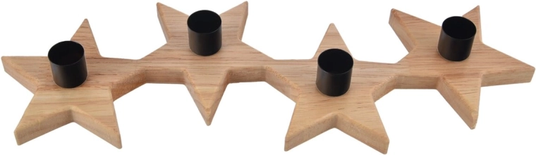 Candelabro de Adviento de madera con forma de estrella 36 × 12 × 4 cm