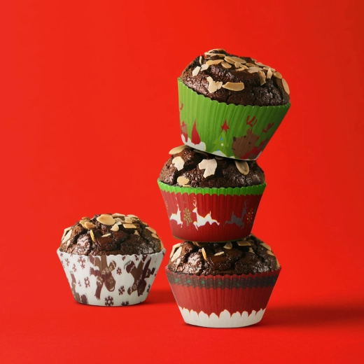 Moldes de papel navideños para muffins, 100 unidades