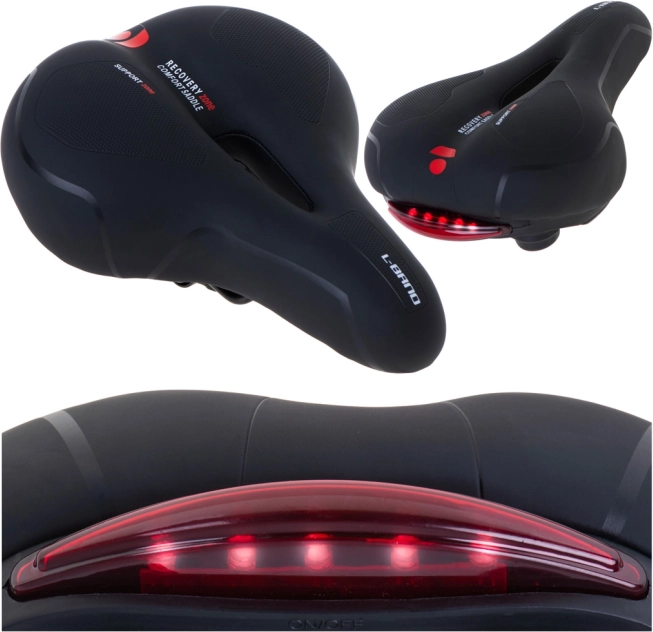 Sillín de ciclismo Rallex cómodo con recorte y luz LED trasera