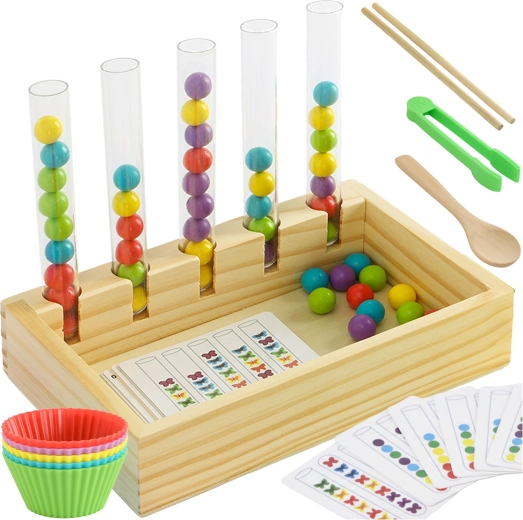 Clasificador educativo Montessori de madera para contar y colores Kruzzel