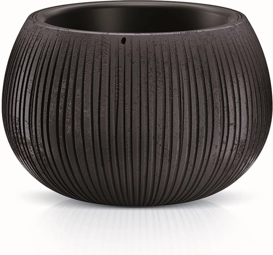 Maceta tipo cuenco de hormigón con inserto 14,4 cm – negro