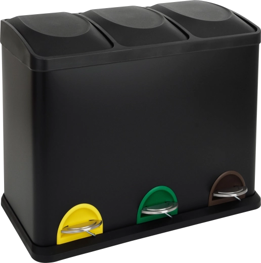 Cubo de basura con pedal para reciclaje TORO 45 l acero inoxidable negro