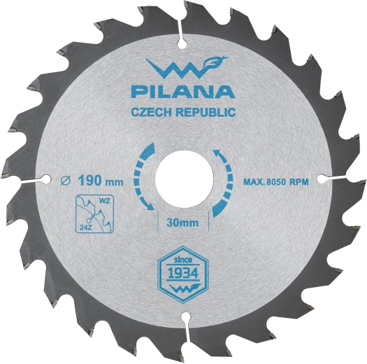 Disco de sierra 190 mm, 24 dientes, carburo, PILANA