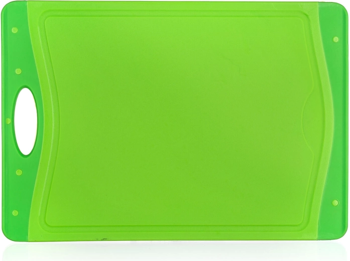 Tabla de cortar de plástico antideslizante DUO, verde 37 × 25,5 cm