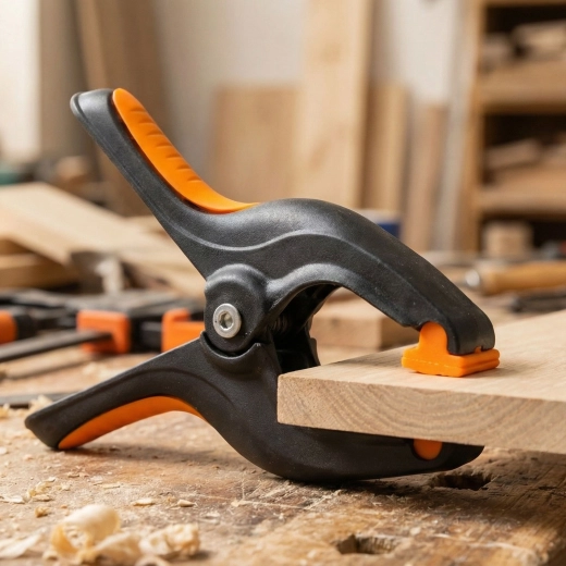 Pinza de sujeción con resorte de 55 mm, negra/naranja