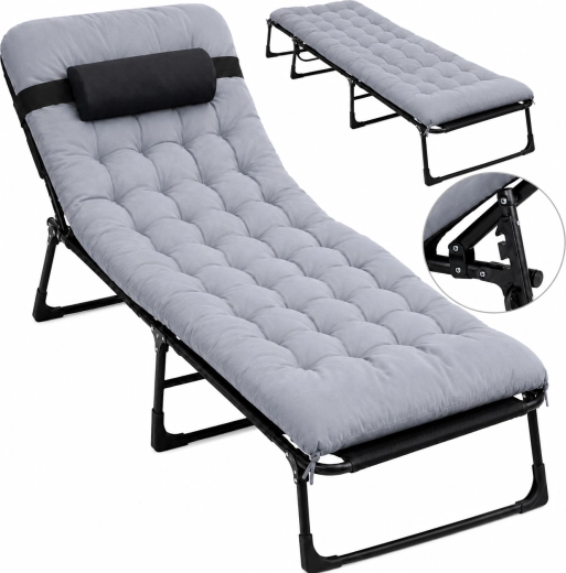 Cama plegable de camping Premium 200 × 68 cm negro-gris