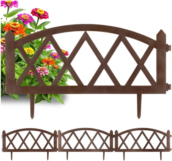 Valla de borde para jardín marrón 57 × 25 cm, set de 4 uds.