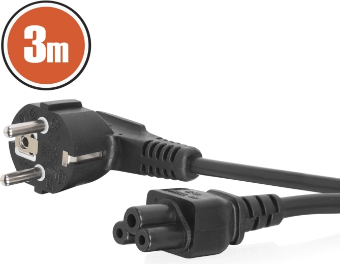 Cable de alimentación de red para portátil IEC C5, 3 m