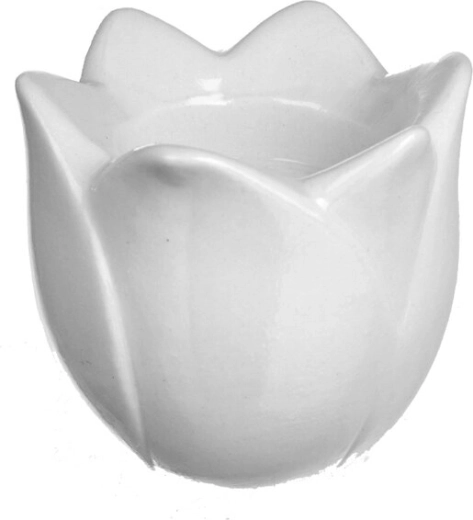 Portavelas de cerámica tulipán blanco