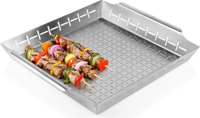 Cesta perforada de acero inoxidable Vilde para parrilla 39,5 × 35 × 6 cm
