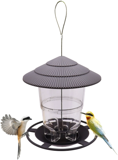Comedero colgante de plástico para pájaros 16,5 × 16,5 × 19 cm