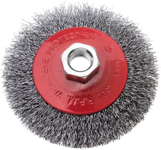Cepillo de copa de acero 100 mm, alambre 0,3 mm, rosca M14