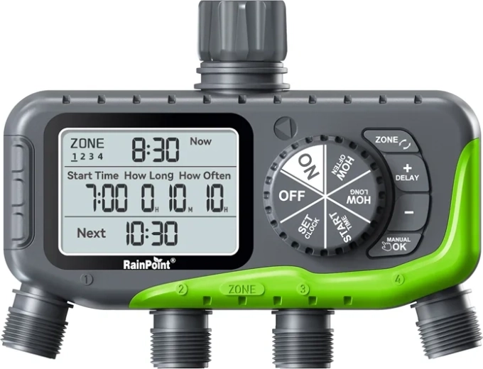 Controlador de riego RainPoint de 4 zonas