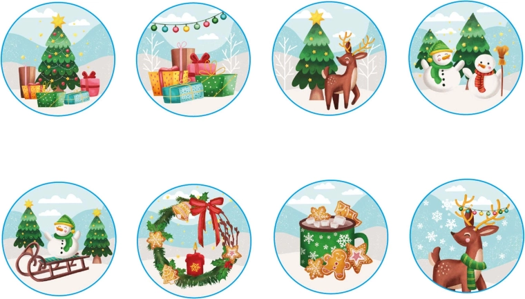 Pegatinas redondas navideñas 2,5 cm – 200 uds.