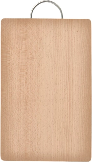 Tabla de cortar y servir de madera con asa metálica 30 × 19 cm