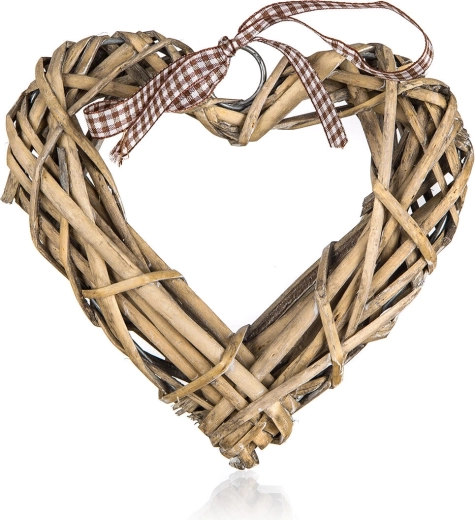 decoración de ratán en forma de corazón 15 × 15 cm natural