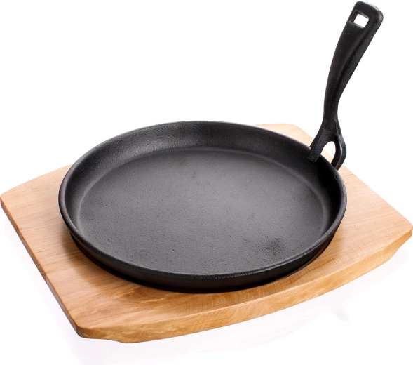 Sartén de hierro fundido 22 cm con tabla de madera GRADA