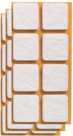 Almohadillas de fieltro autoadhesivas para muebles 20 × 20 mm, blancas (24 uds.)