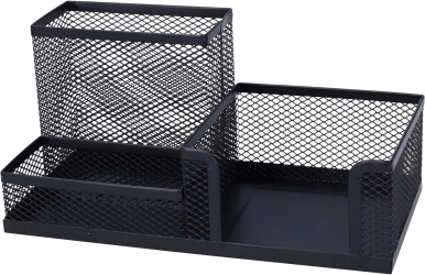 Soporte de escritorio para material de escritura, alambre negro, set 20,3 × 10,4 × 9,5 cm